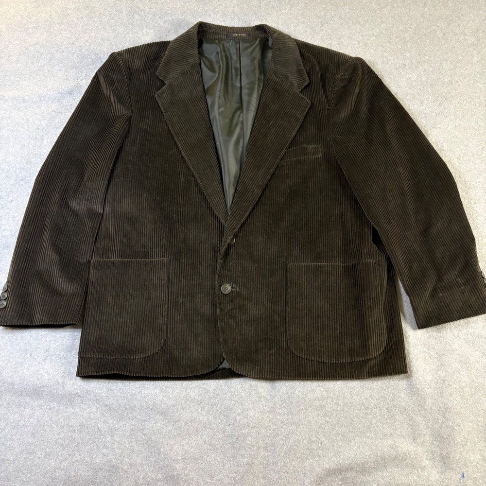 Vintage Members Only Corduroy Blazer Mens 44S Olive Green Gray Sport Coat 71259